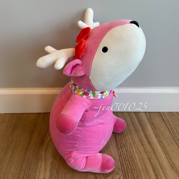 Holiday Pink Deer Weighted Plush Throw Pillow - Pillowfort - Picture 5 of 13